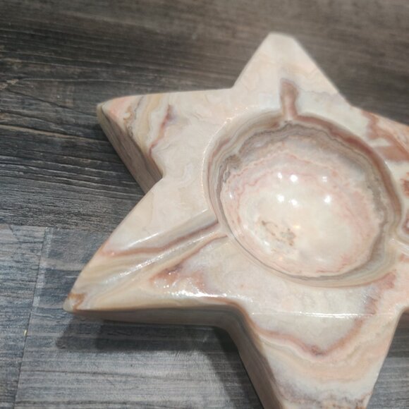 6 Pointed Star of David Onyx Stone Tealight Votive Candle Holder Ashtray 5x6x1" - Picture 5 of 9